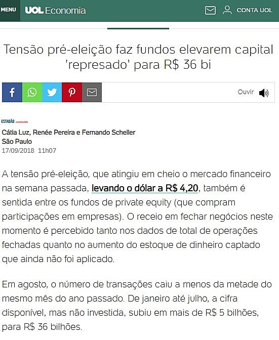 Tenso pr-eleio faz fundos elevarem capital 'represado' para R$ 36 bi